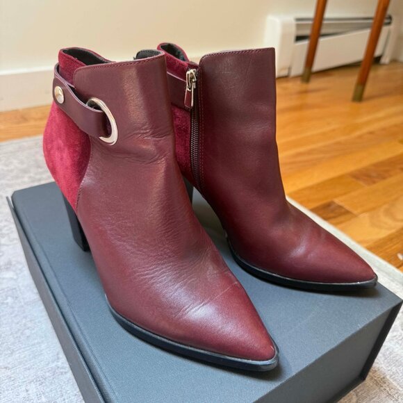 & Other Stories Oxblood Suede + Leather Booties – 90s Style with Silver Accents - Picture 12 of 15